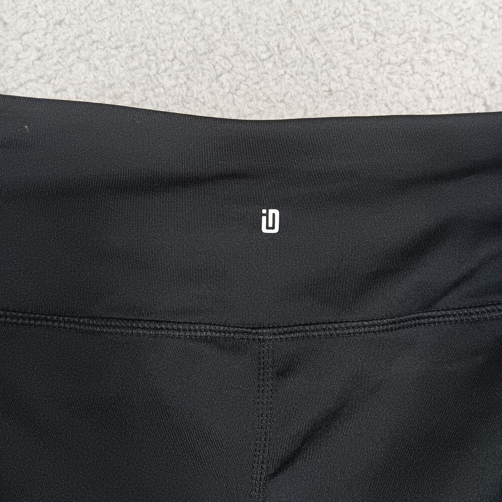 Ideology Capri Leggings Size M Black Green Neon Panels on Sides Waistband Pocket - Picture 9 of 9